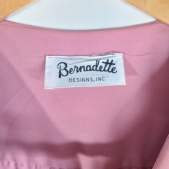 NWT 70s Bernadette Design Old Rose Mauve Pink Faux Wrap Long Prairie Gown Formal - Picture 8 of 11